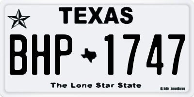 TX license plate BHP1747