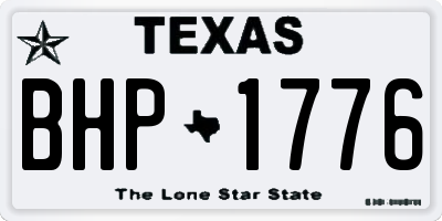 TX license plate BHP1776