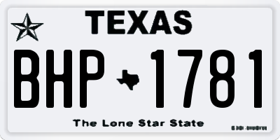 TX license plate BHP1781