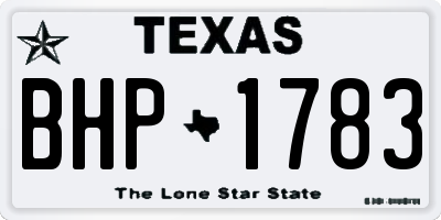 TX license plate BHP1783