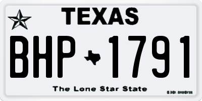 TX license plate BHP1791