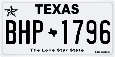 TX license plate BHP1796
