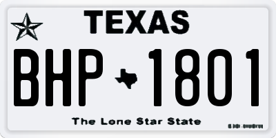 TX license plate BHP1801