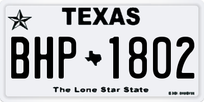 TX license plate BHP1802