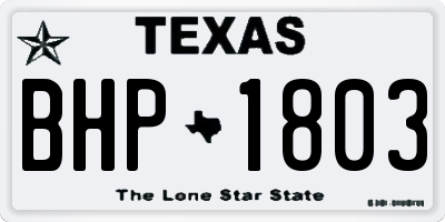 TX license plate BHP1803