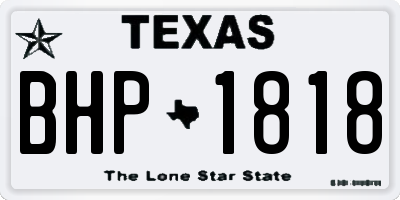 TX license plate BHP1818
