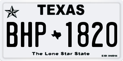 TX license plate BHP1820