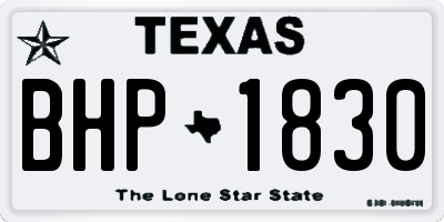 TX license plate BHP1830