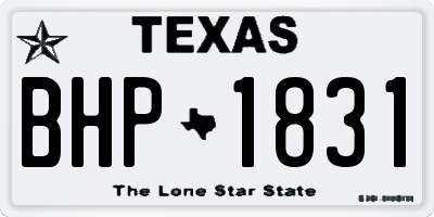 TX license plate BHP1831