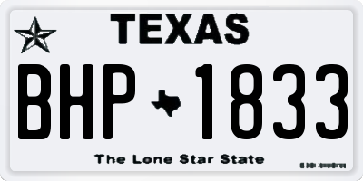 TX license plate BHP1833