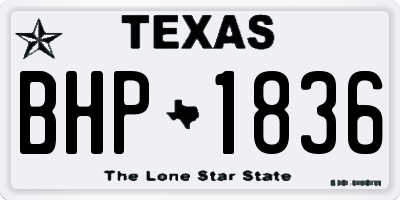 TX license plate BHP1836