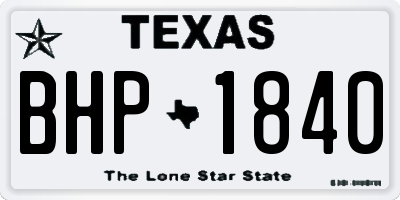 TX license plate BHP1840