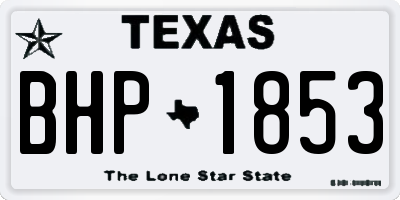 TX license plate BHP1853