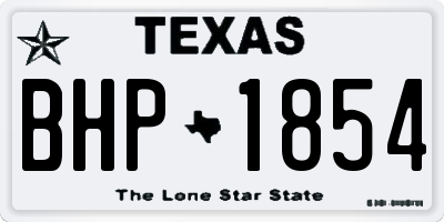 TX license plate BHP1854