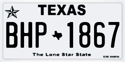 TX license plate BHP1867