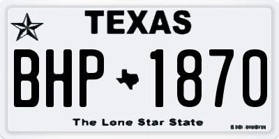 TX license plate BHP1870