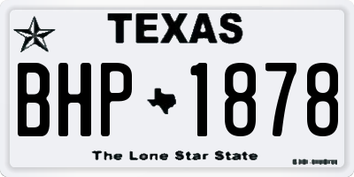 TX license plate BHP1878