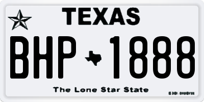 TX license plate BHP1888