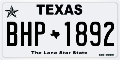 TX license plate BHP1892