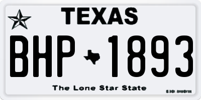 TX license plate BHP1893