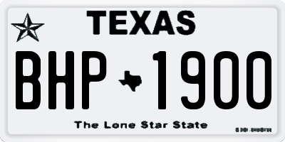 TX license plate BHP1900