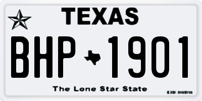 TX license plate BHP1901