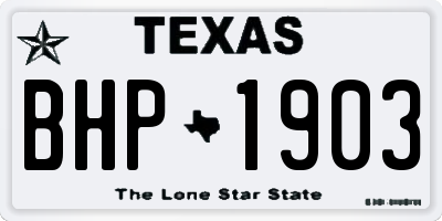 TX license plate BHP1903