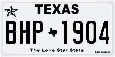 TX license plate BHP1904
