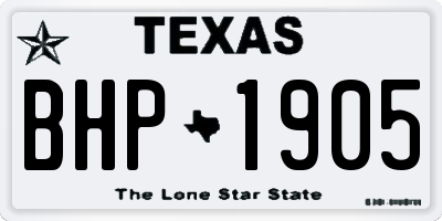 TX license plate BHP1905