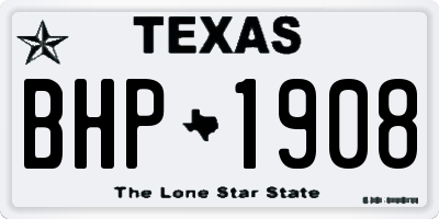 TX license plate BHP1908