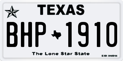 TX license plate BHP1910