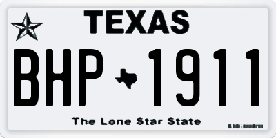 TX license plate BHP1911