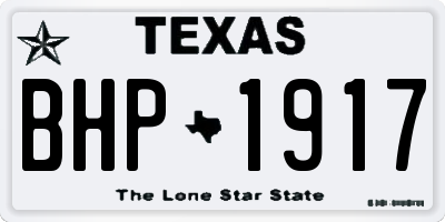 TX license plate BHP1917