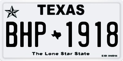 TX license plate BHP1918
