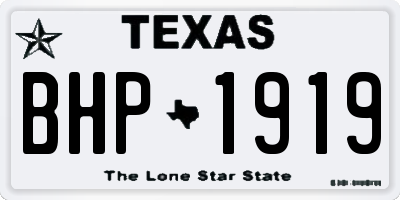 TX license plate BHP1919