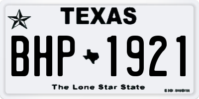 TX license plate BHP1921