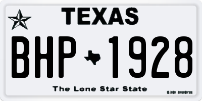 TX license plate BHP1928