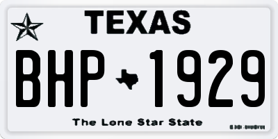 TX license plate BHP1929