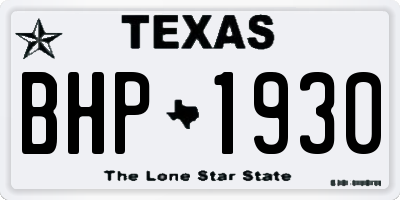 TX license plate BHP1930