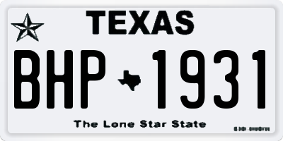 TX license plate BHP1931