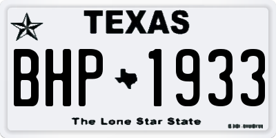 TX license plate BHP1933