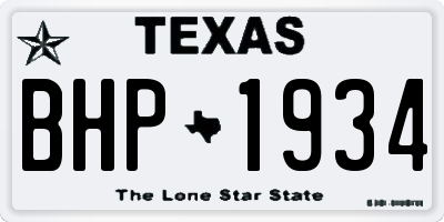 TX license plate BHP1934
