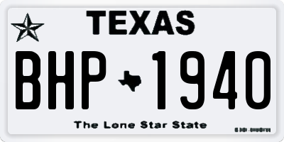 TX license plate BHP1940