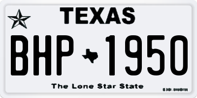 TX license plate BHP1950