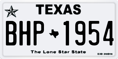 TX license plate BHP1954
