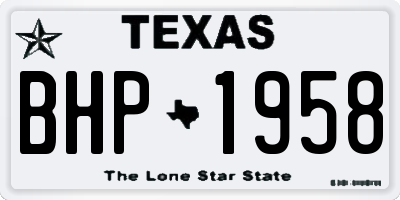 TX license plate BHP1958