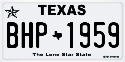 TX license plate BHP1959