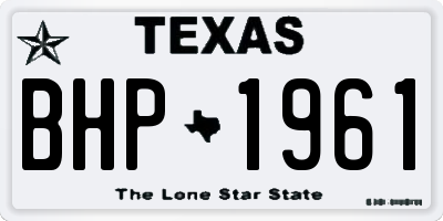 TX license plate BHP1961