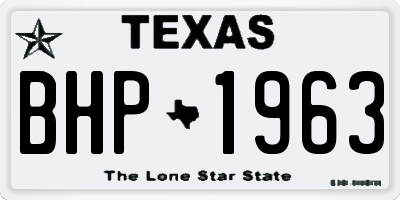 TX license plate BHP1963