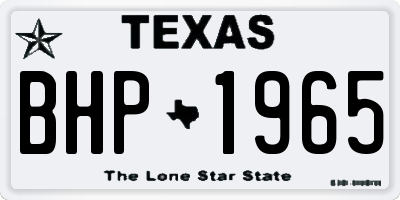 TX license plate BHP1965